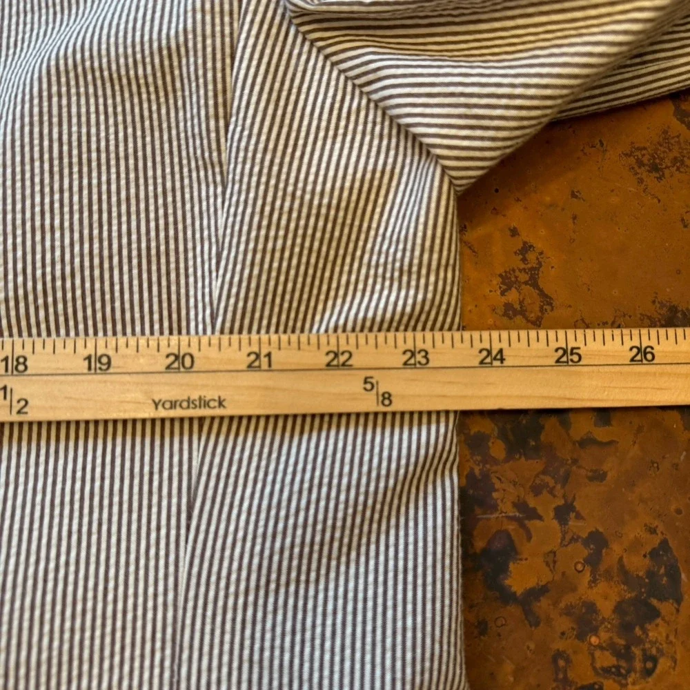 Chaps‎ Men's Seersucker Blazer 46L Brown Stripe Cotton Summer Sport Coat Preppy